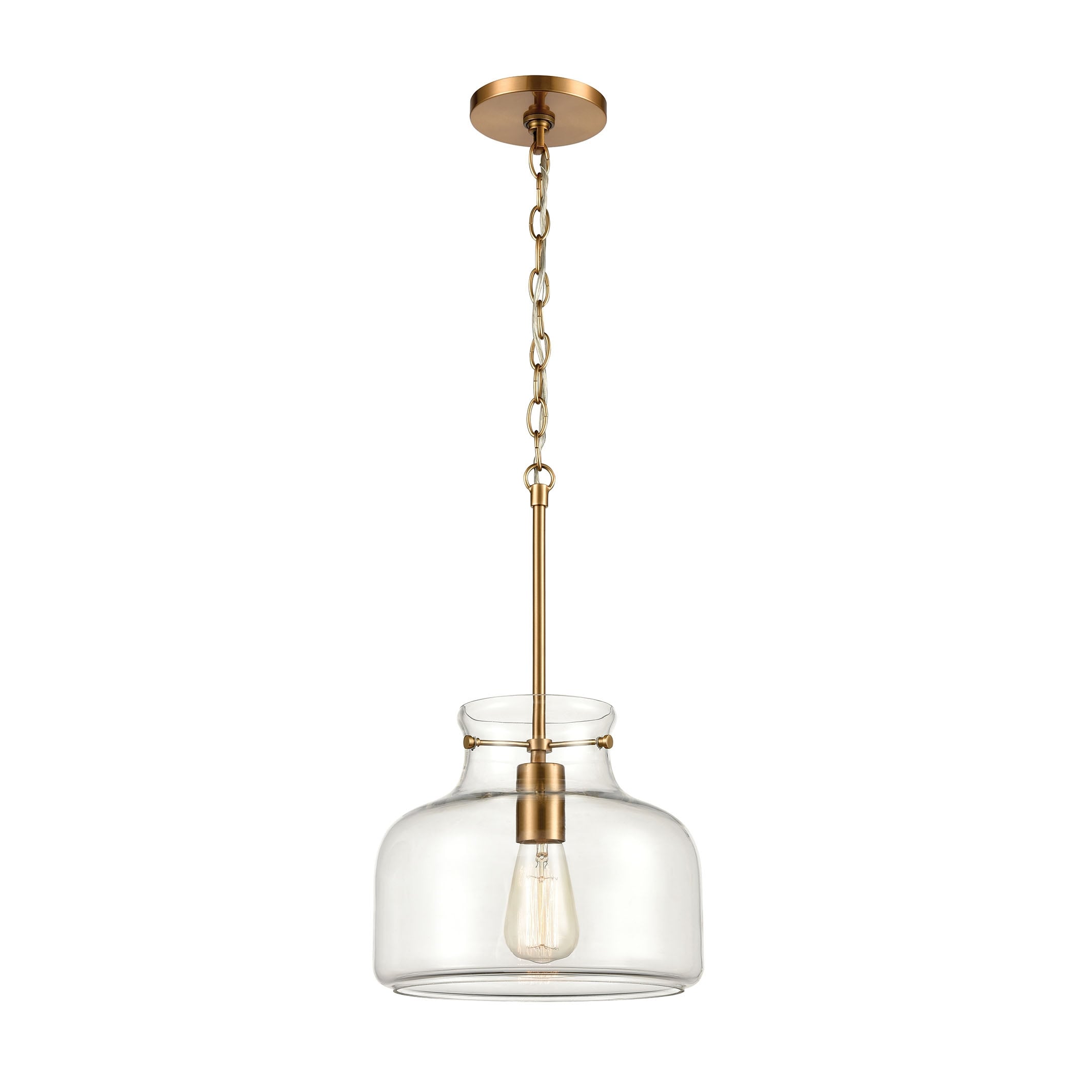 Elk Home Lola Satin Brass With Clear Glass 1 Light Pendant