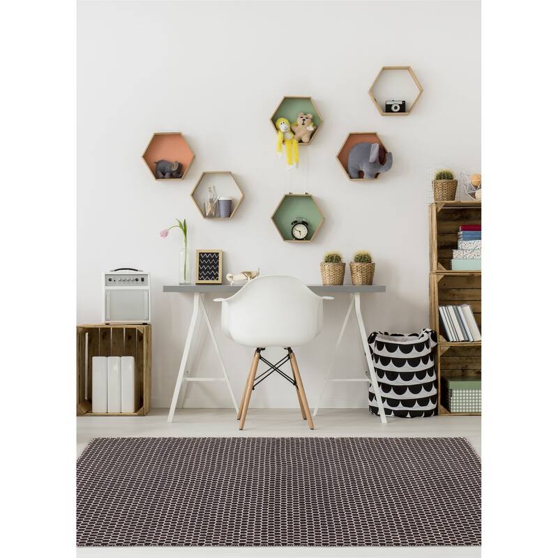 ECARPETGALLERY Flat-Weave Nevada Black Wool Kilim - 5'5 x 7'5