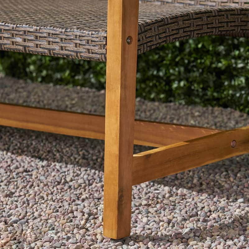 Hampton Outdoor Wood and Wicker Sofa by Christopher Knight Home