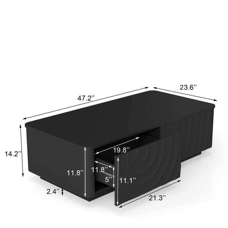 47" Rectangle Coffee Table With Storage Classic Square Spiral Grain Coffee Tables For Living Room Coffee Table With 2 Drawers