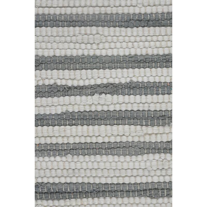 18" Gray and White Striped Bordered Square Throw Pillow