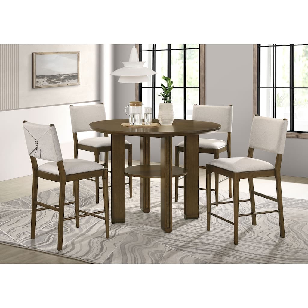 Ottowa 5-piece Round Wood Counter Height Dining Room Set Brown