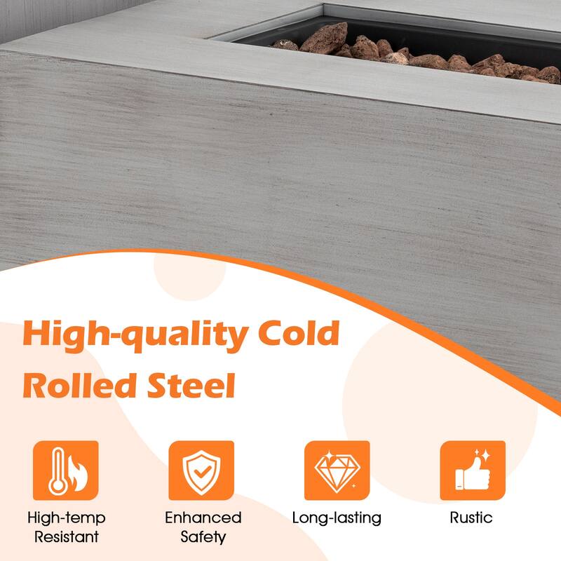 Gymax 42'' Outdoor Rectangular Fire Table 50,000 BTU Propane Gas Fire