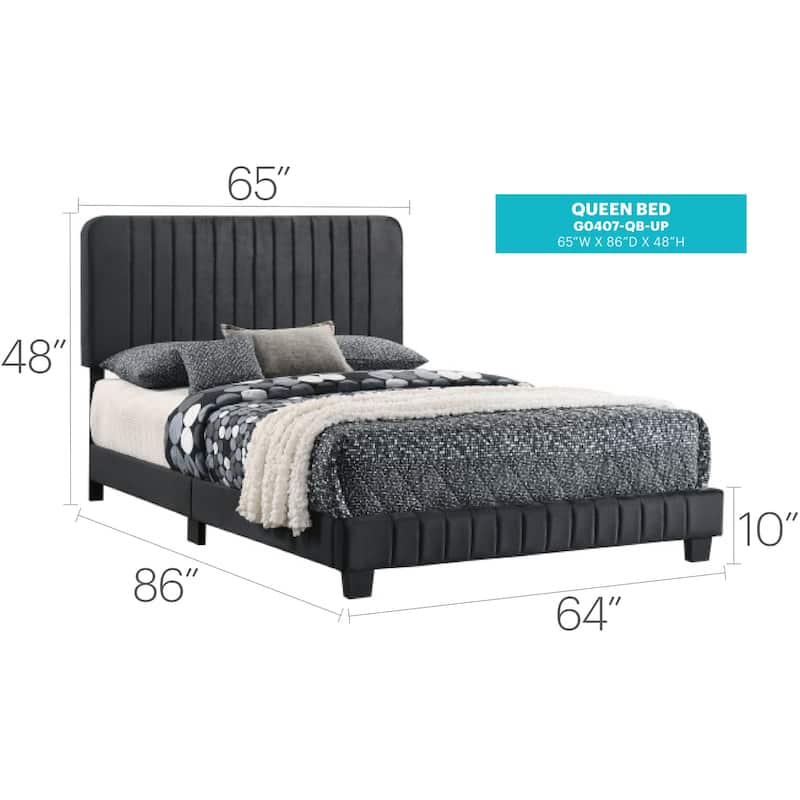 Black Queen Bed with Contemporary Transitional Frame, Strong Build and Elegant Finish for Stylish Bedroom Comfort