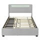 preview thumbnail 5 of 13, Teddy Fleece Upholstered Wingback Bed Frame wPull-out Trundle Bed, LED Light Bars and 2 Drawers, Modern Platform Bed for Bedroom