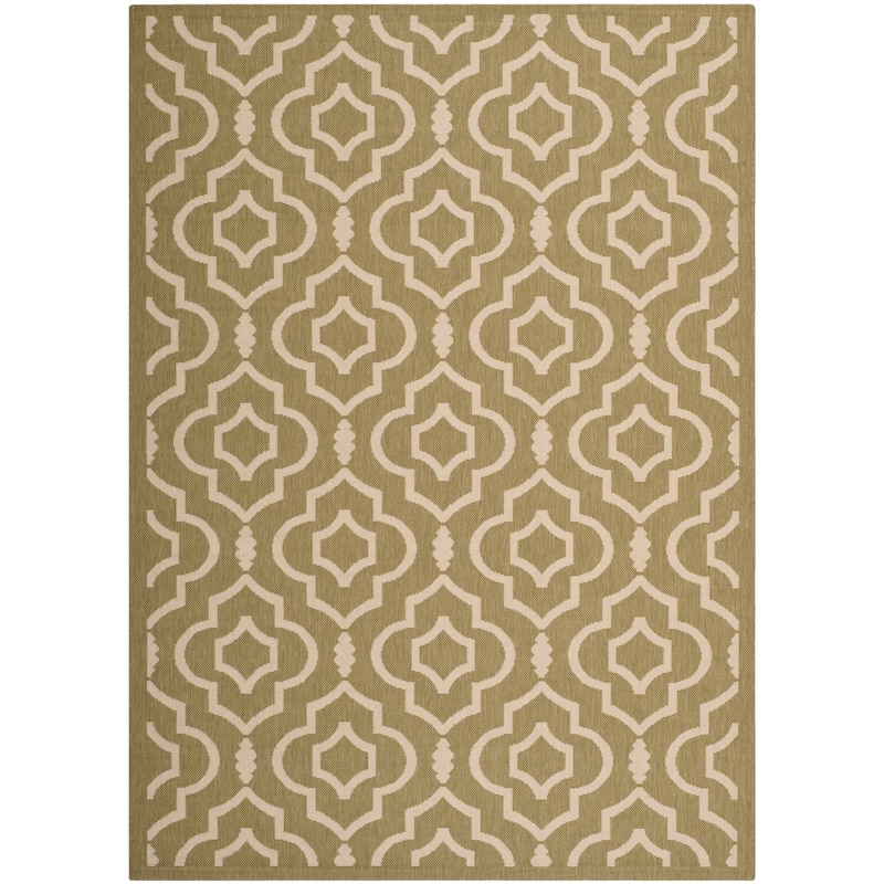 SAFAVIEH Courtyard Rheta Indoor/ Outdoor Waterproof Patio Backyard Rug - 5'3" x 7'7" - Green/Beige