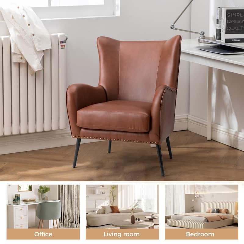 Invidiae Wooden Upholstered Armchair with Metal Legs
