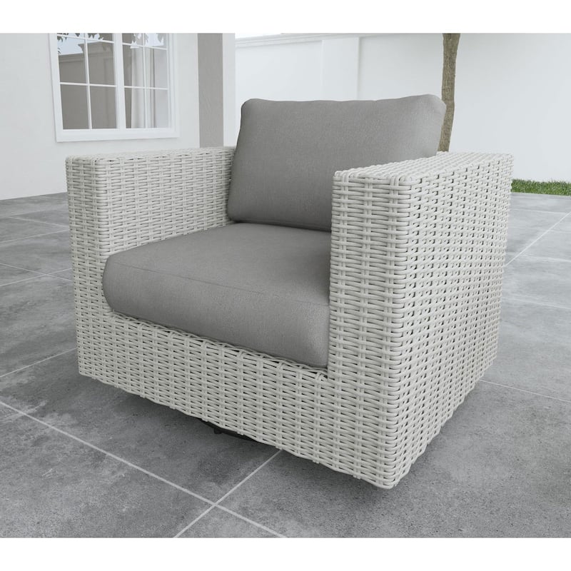 Bogra Outdoor Wicker Swivel Chair, Gray