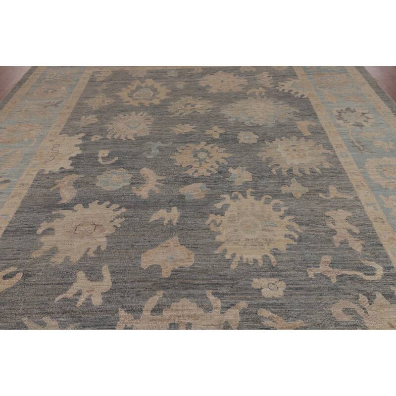 Vegetable Dye Floral Oriental Oushak Turkish Rug Handmade Wool Carpet - 9'5"x 11'9"