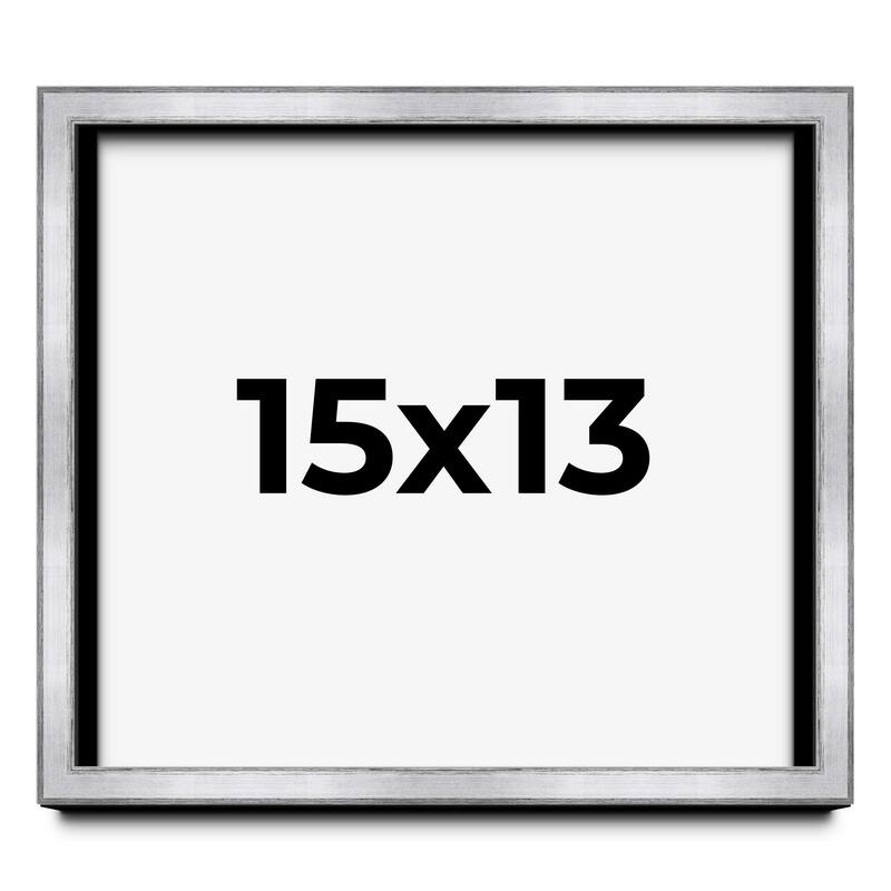 15x13 Shadow Box Frame Silver | 1.375 Inches Deep Real Wood
