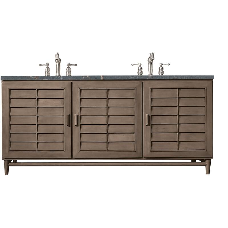 James Martin Vanities 620-V72-FPBL Portland 72" Free Standing Double - Whitewashed Walnut - Walnut Finish