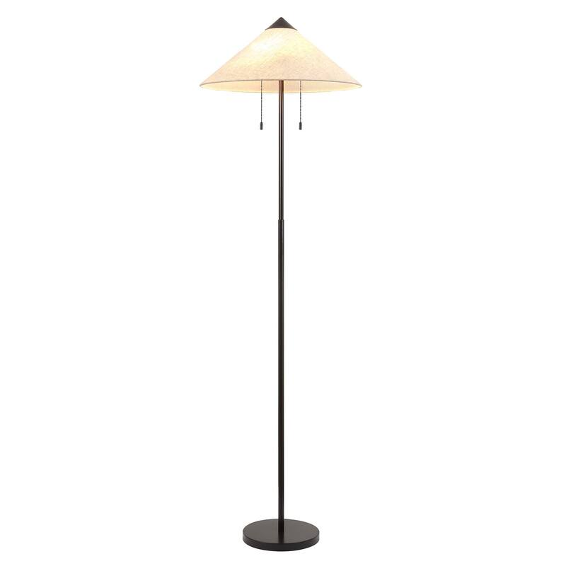 Floor Lamp Traditional Black 65" 2-Light Linen Shade