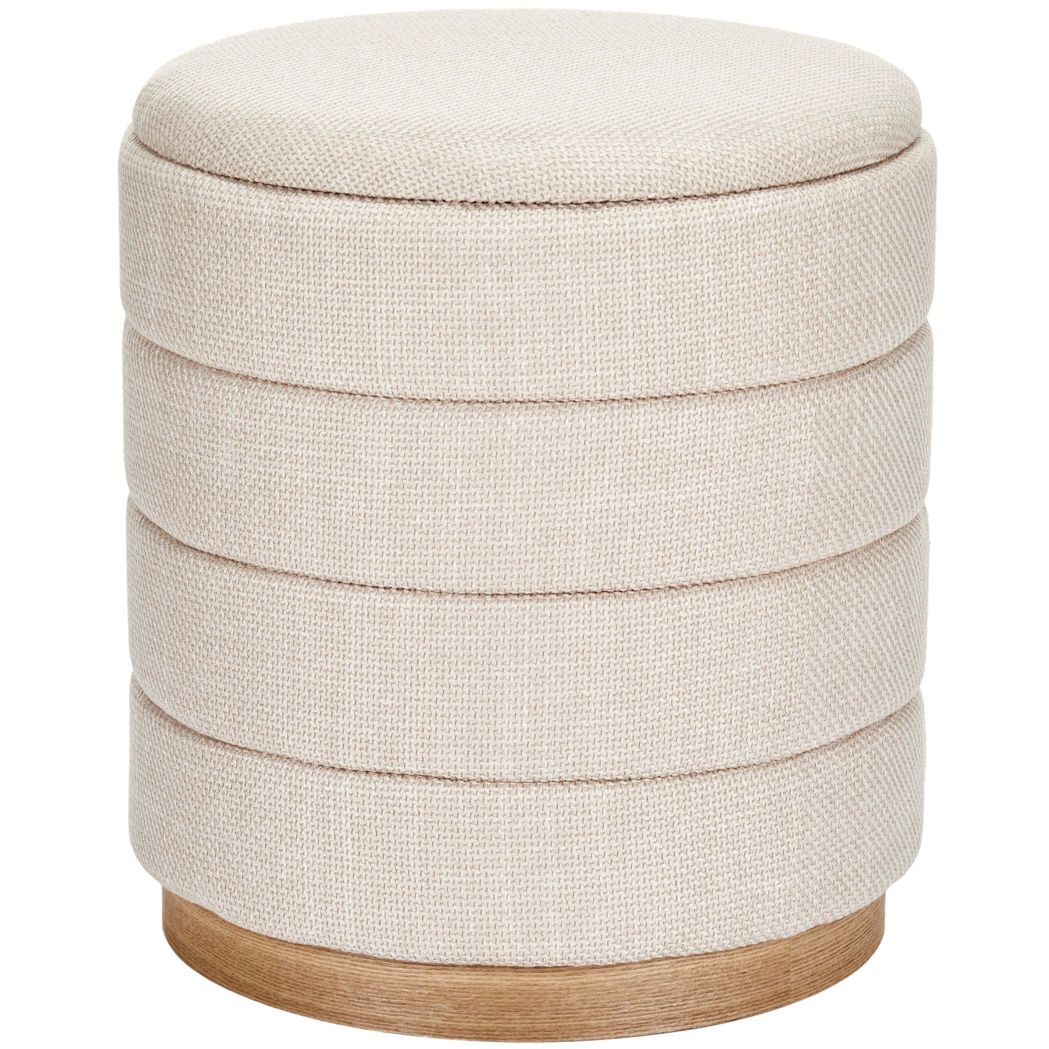 Aria Home Modern Cylinder Ottoman with Hidden Storage Upholstery Seat