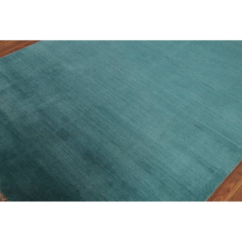 Turquoise Blue Modern Gabbeh Oriental Area Rug Handmade Wool Carpet - 5'1" x 6'6"