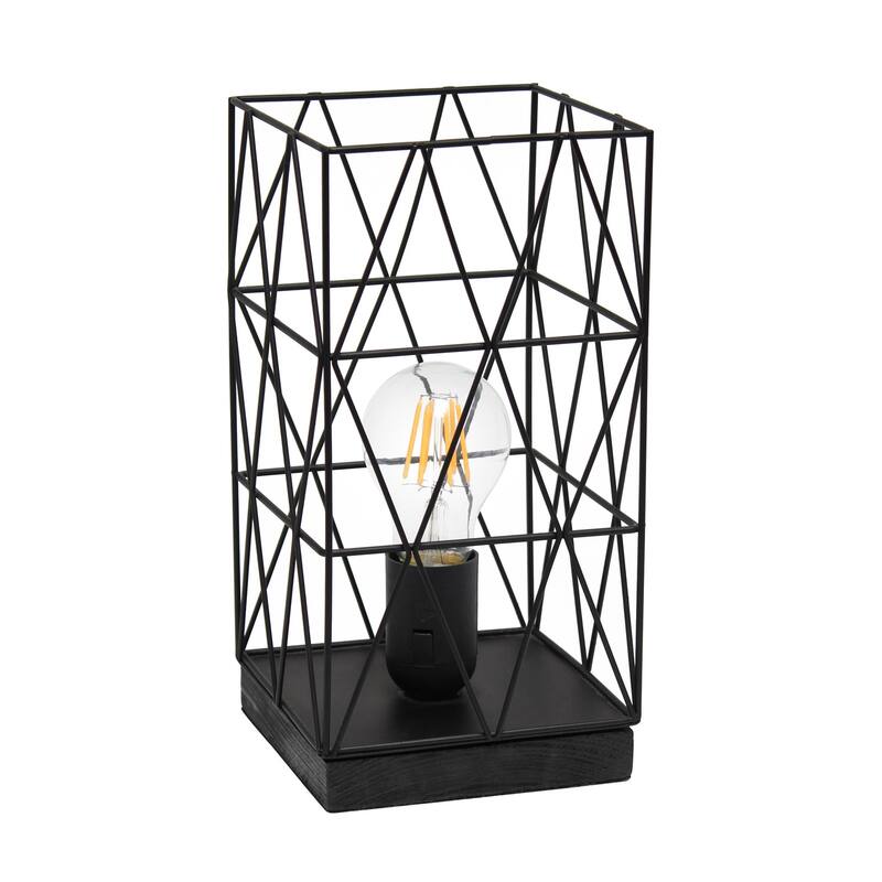 Geometric Square Metal Table Lamp - Contemporary Accent Lighting for Modern Living Room or Office
