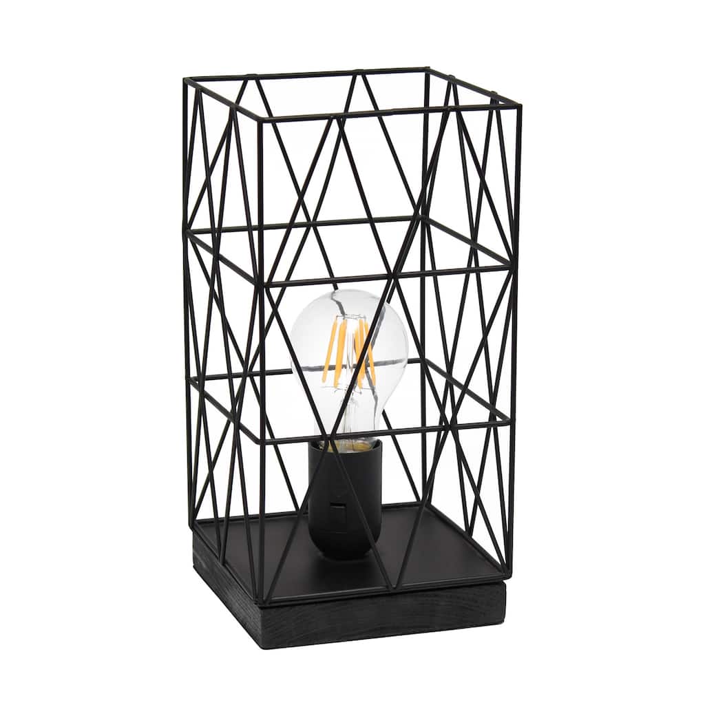 Geometric Square Metal Table Lamp - Contemporary Accent Lighting for Modern Living Room or Office