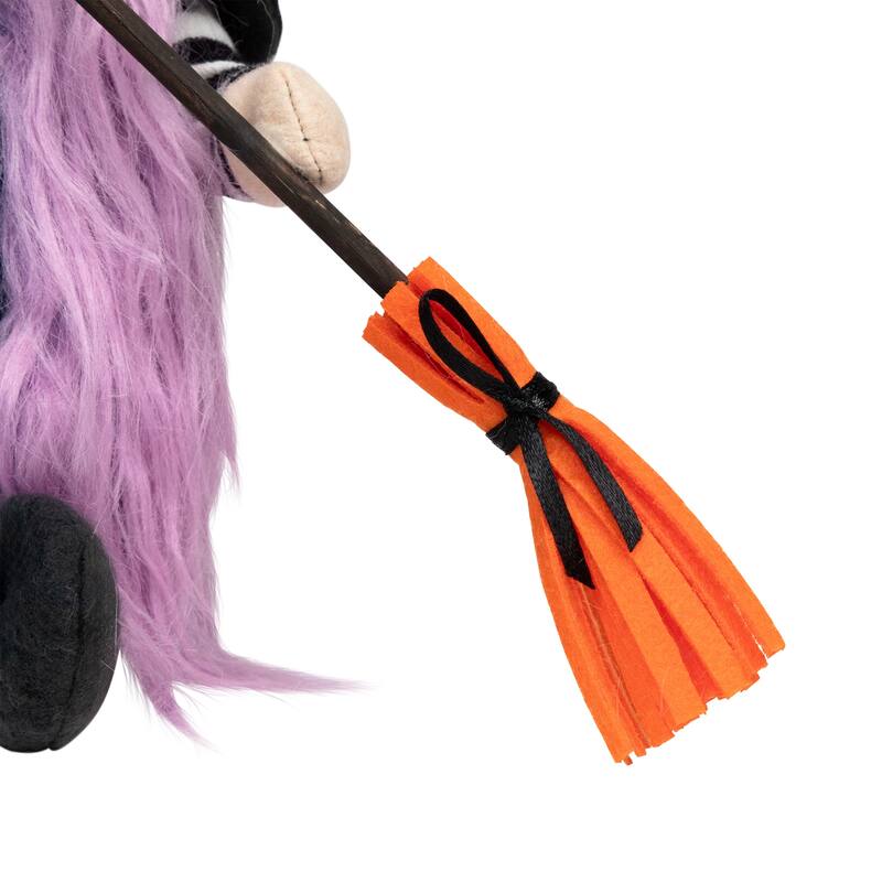 Gnome Witch with Broom and Pointy Hat Halloween Figure - 14"