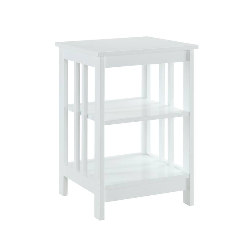End Table with Smooth Top Surface and Open Shelves, Transitional Storage Accent Side Table for Living Room, Bedroom or Office