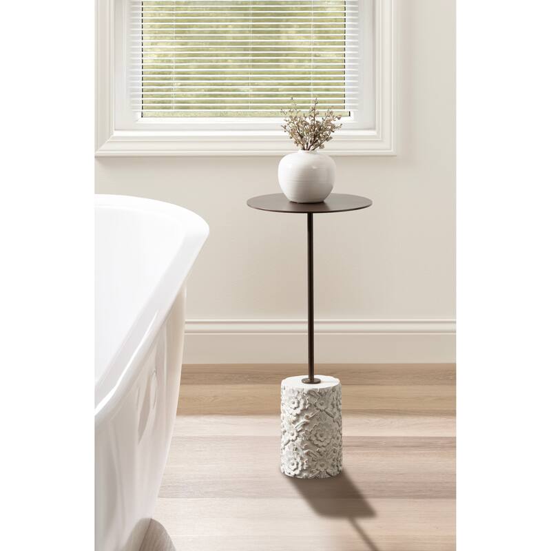 Kate and Laurel Joya Carved Wood and Metal Drink Table