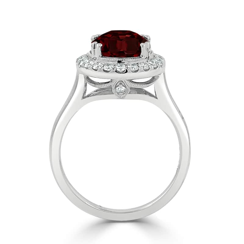 Auriya Vintage 2 5/8ct Oval Garnet and Halo Diamond Engagement Ring 1/3ctw 14k Gold