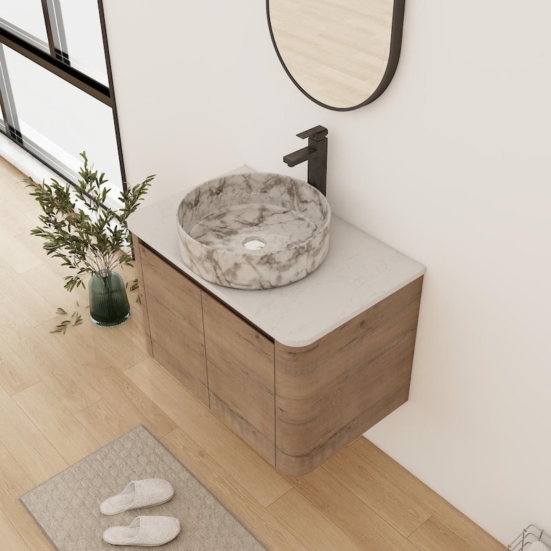 Bathroom Vanity With Sink In 24/30 Inch, Floating Bathroom Vanity With Soft Close Door