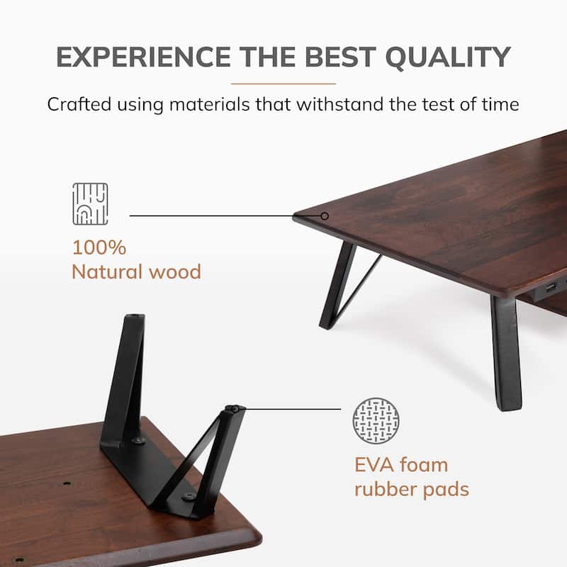 Jani Wood Monitor Stand Riser Desk - Ergonomic Design Stand, Desktop Organizer Table for Home, Office Workspace, Gaming Desk
