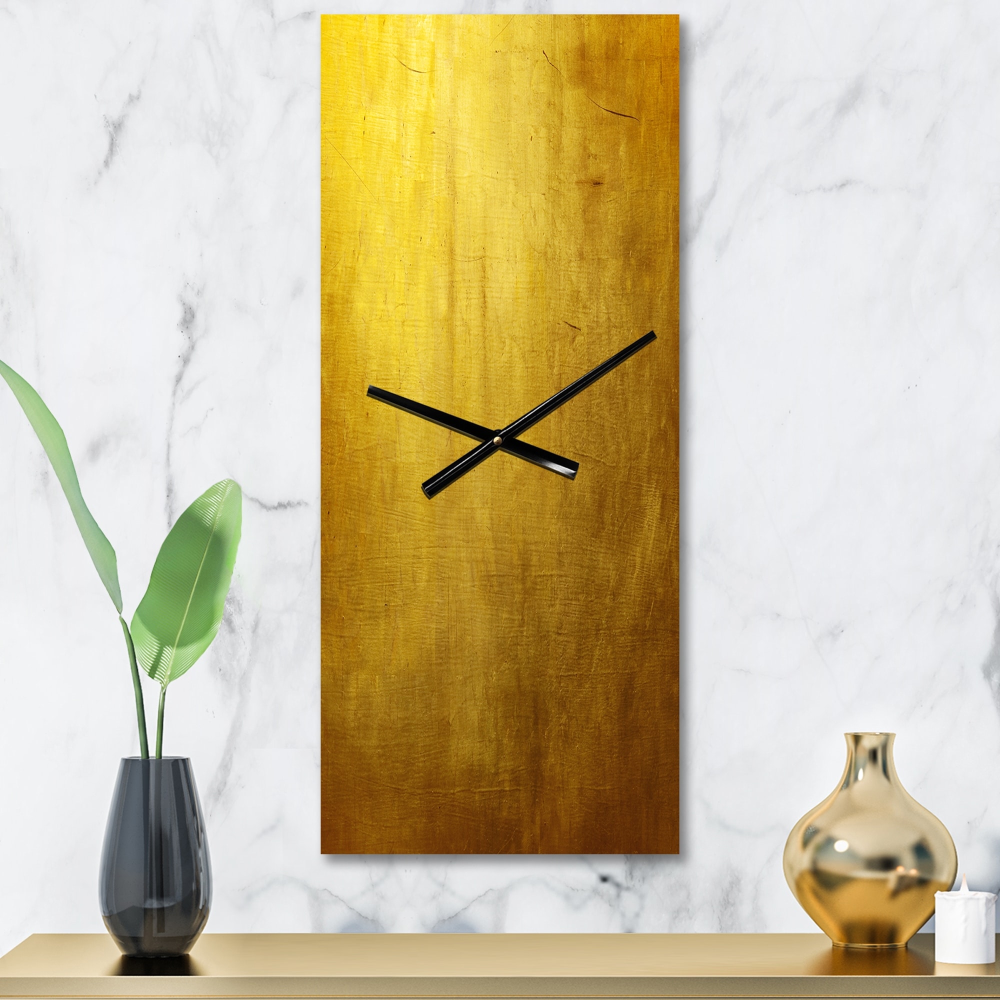 Designart 'Gold Texture' Modern Metal Wall Clock