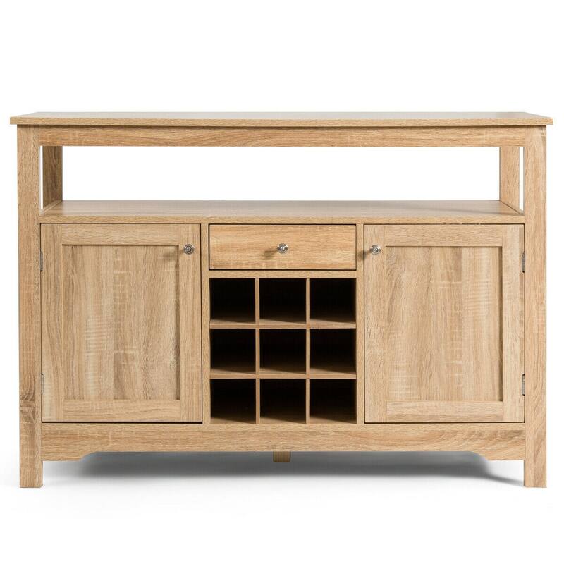 Gymax Buffet Server Wine Cabinet Console Table Dining Room Natural