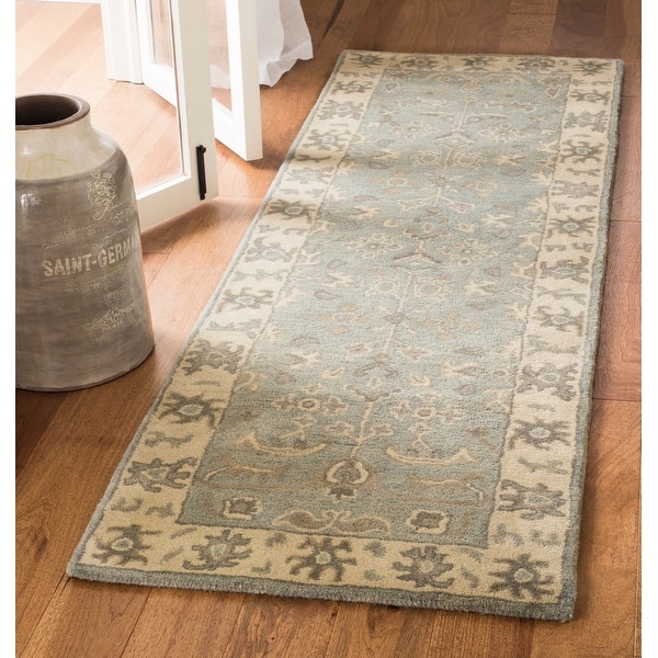 slide 2 of 3, SAFAVIEH Handmade Royalty Akiyo Traditional Oriental Wool Rug 2'3" x 7' Runner - Slate/Cream - Runner