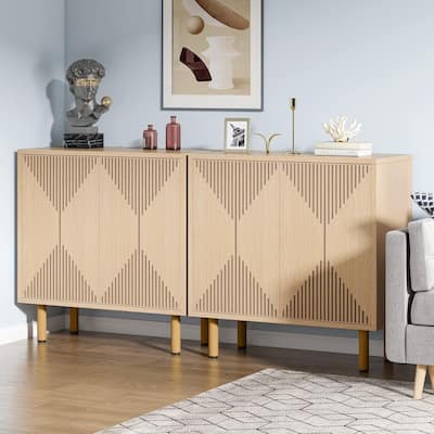 Modern Natural Storage Cabinet Set for Living Room