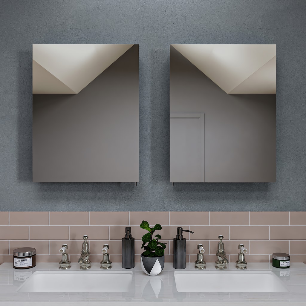 Croydex Hartford Single Door Aluminum Medicine Cabinet, Easy Install, Recessed or Surface Mount 20W x 26H