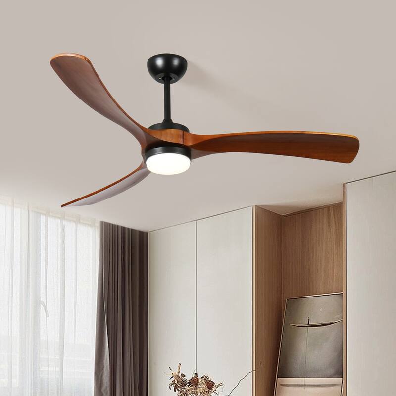 Quiet Reversible DC Motor with 3-Speed Timer and 3 Color-Changing Lights, Wood Ceiling Fan with Lights and Remote