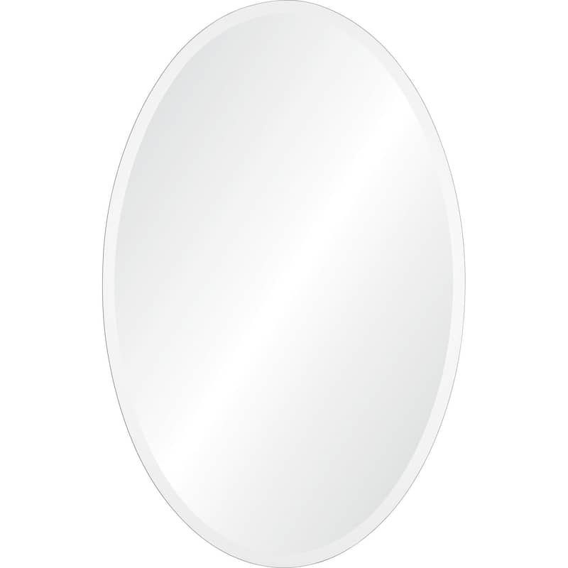36" Clear Polished Unframed Beveled Oval Wall Mirror
