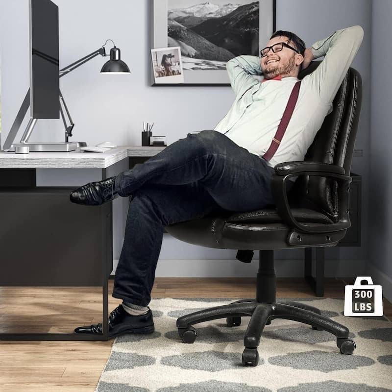 Bossin Big and Tall Office Chair High Back Executive Chair Ergonomic Adjustable Executive Leather Chair,400lbs