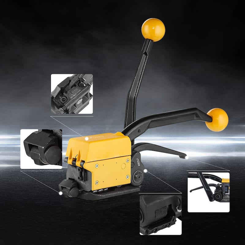 Steel Strapping Tool for 1/2"-3/4" Width, 3-in-1 (Tensioner, Crimper, Cutter)