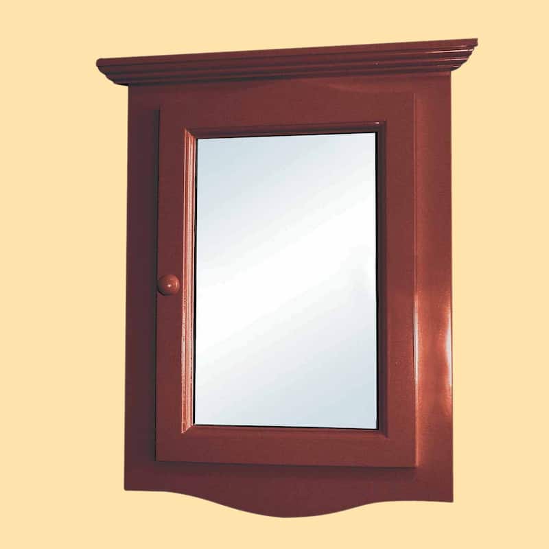 Medicine Cabinets 27 1/8" x 20 1/8" Cherry Wood Corner Medicine Cabinet with Mirror and Mounting Hardware Renovators Supply