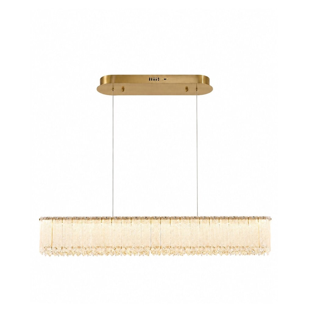 1-Light Brass LED Chandelier With Clear Crystals