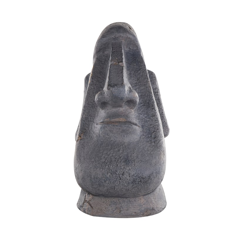 Black Magnesium Oxide Distressed Textured Easter Island Head People Indoor Outdoor Planter