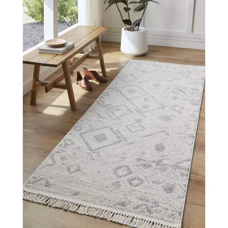 Livabliss Berlin Modern & Contemporary Diamond Area Rug - 7' 10" x 10' - Ivory/Black