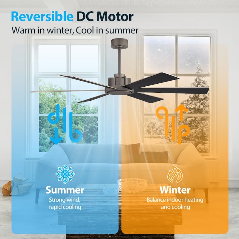 MLiAN Ceiling Fan 60inch Playwood Blades Remote Control 6-Speed DC - 60''