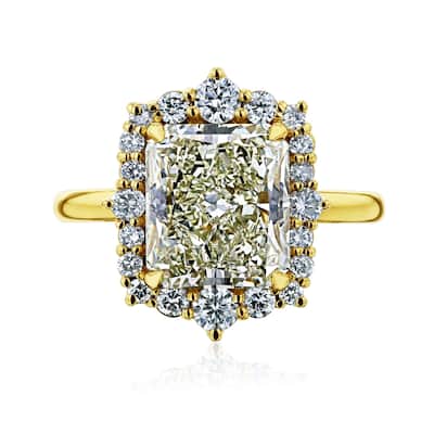 Kobelli August Collection 4.73 Carats Natural Diamond EGL Certified 14k Solid Yellow Gold Rococo Halo Rocaille Ring (K/SI1)