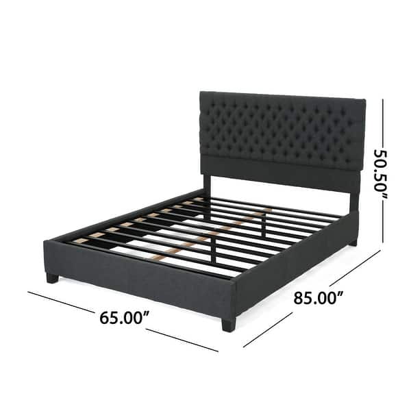 dimension image slide 0 of 3, Kaelyn Upholstered Tufted Queen Bed Set by Christopher Knight Home