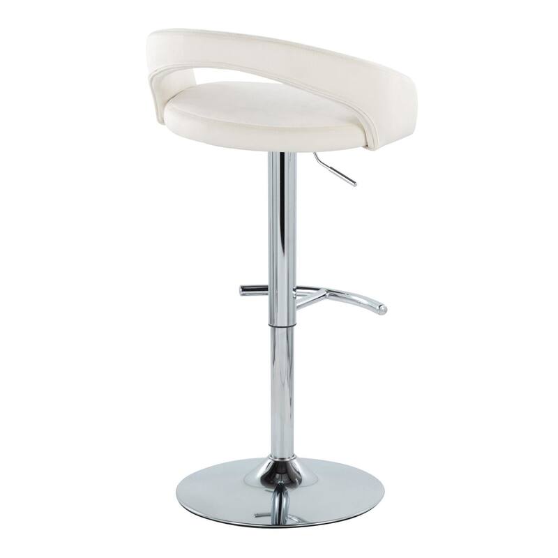 Grotto Upholstered Adjustable Barstool with Chrome Metal - Set Of 3