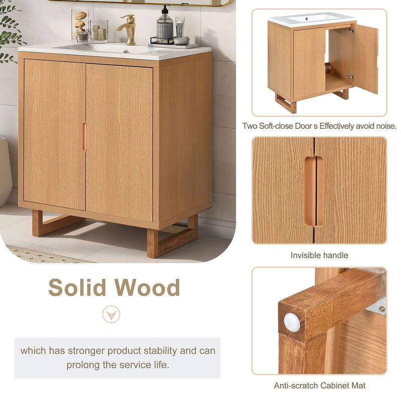 30" Classic Bathroom Vanity Set with Sink and 2 Soft-Close Doors