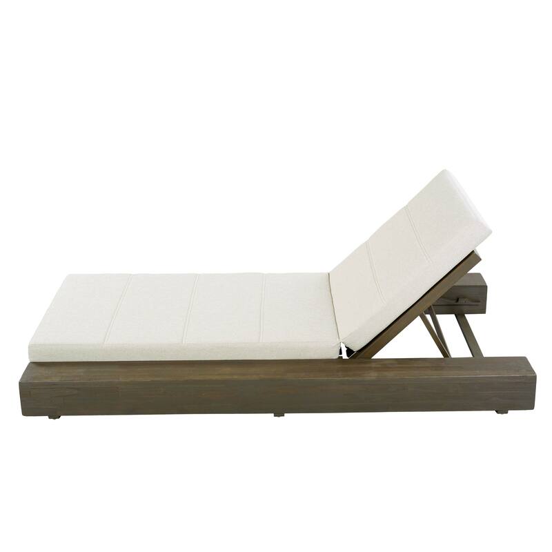 Christopher Knight Home - Amedea Outdoor Acacia Wood Chaise Lounge with Adjustable Backrest & Water-Resistant Cushion