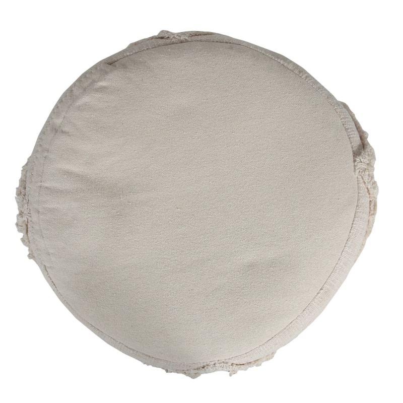 18-Inch Cotton Cylinder Pouf Ottoman for Floor Seating and Footrest