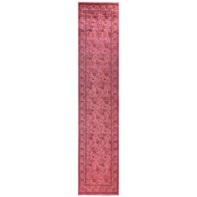 Overdyed One-of-a-Kind Hand-Knotted Area Rug - Pink - 2' 6" x 12' 3"