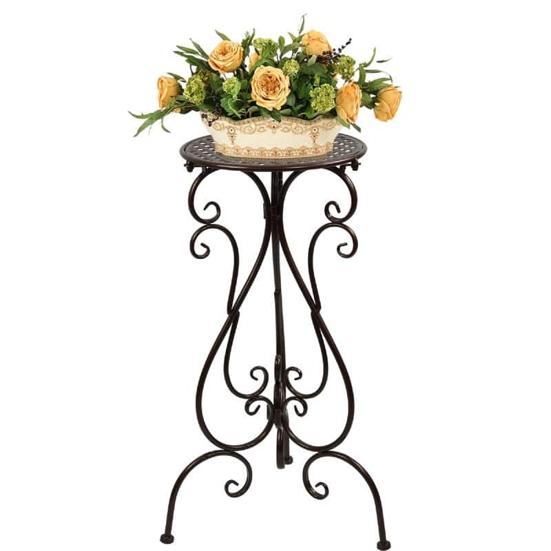 Metal Plant Stand Indoor Outdoor - 13.78 x 13.78x 22.5 inches - Brown