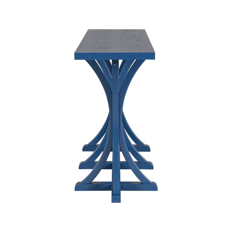 Oak Veneer Top Console Table with Curved Legs, Wooden Entryway Table Accent Table for Living Room Hallway