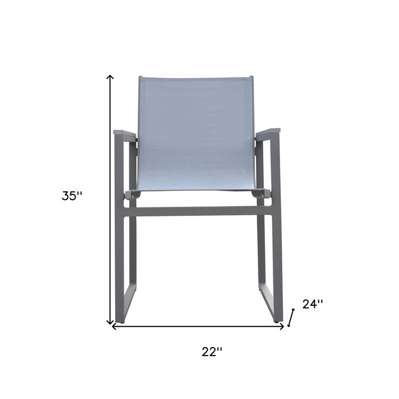 Set of Two 22" Light Gray Metal Outdoor Dining Chair
